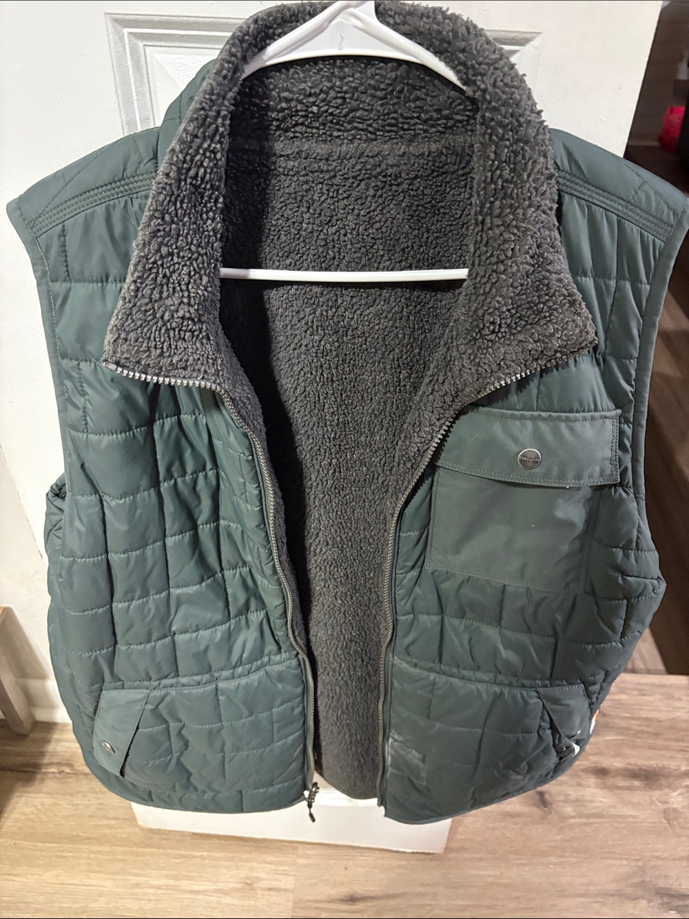 Carhartt Quilted Sherpa-Lined Vest in Gray Green